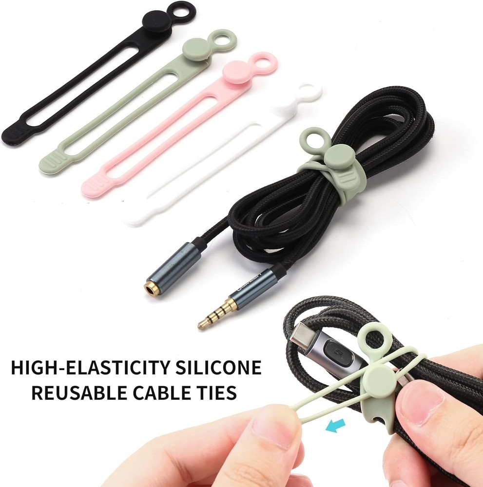 Silicone Cable Ties,Reusable Cable Management Organizer, Multipurpose Elastic