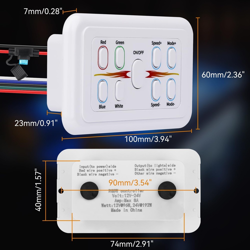 RGBW LED Light Controller, 4 Channels LED Switch Dimmer RGBW Controller Wall ...