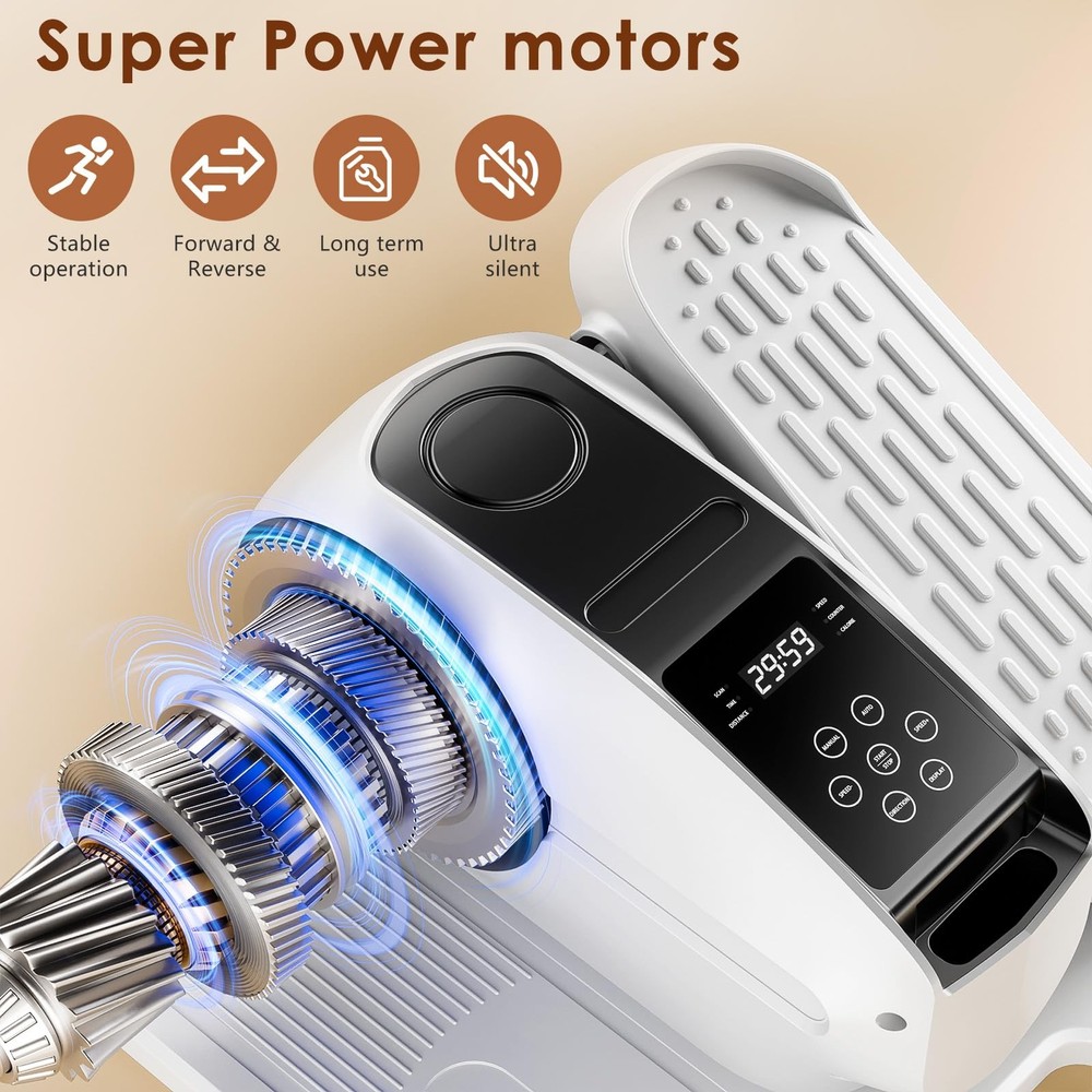 Under Desk Elliptical Exercise Machine, Mini Medium, Black and White