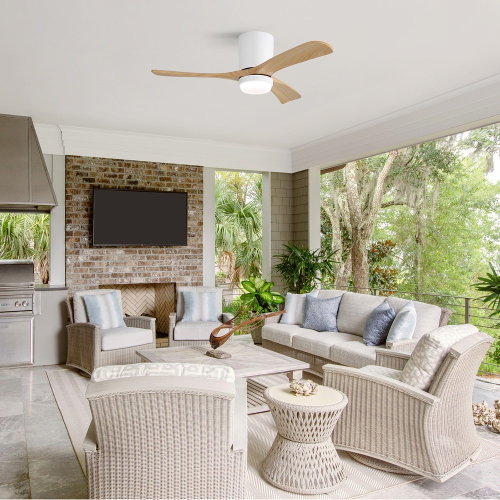 42 in Matte White Ceiling Fan with DC Motor, Dimmable LED Light Timer Memory