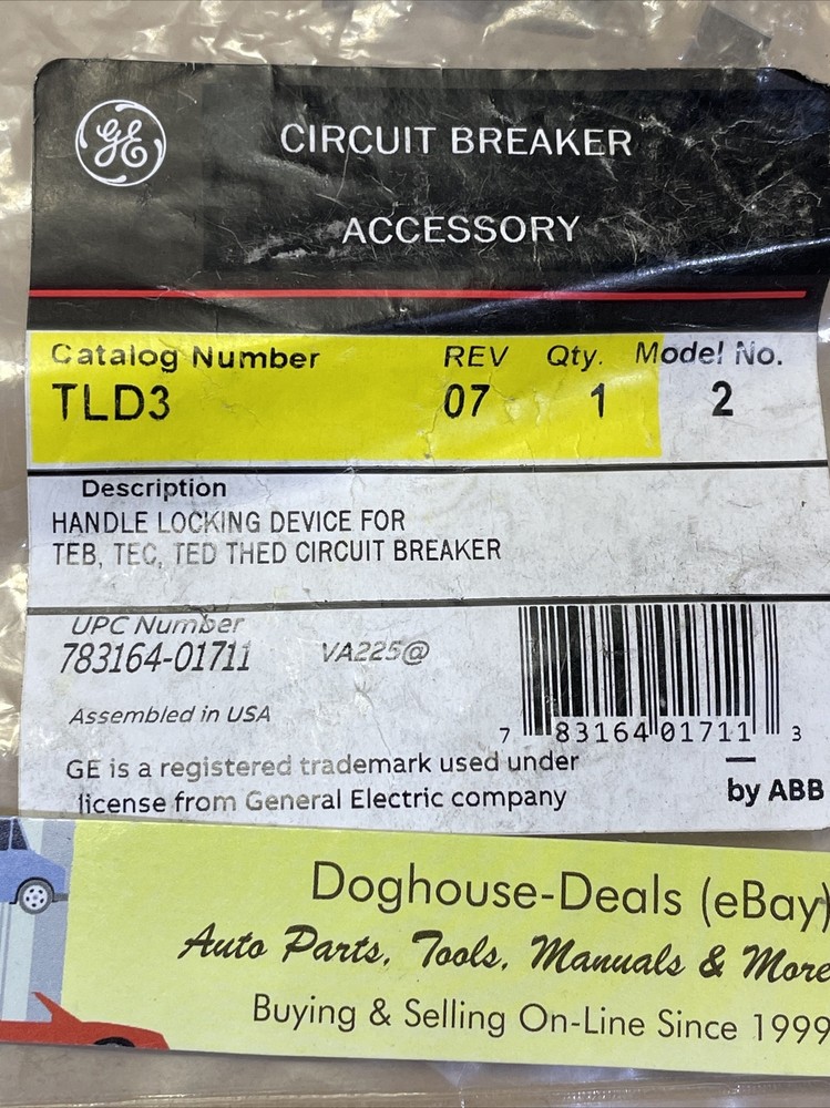 GE TLD3 Circuit Breaker Accessory, Locking DeviceTEB, TEC, TED, THED