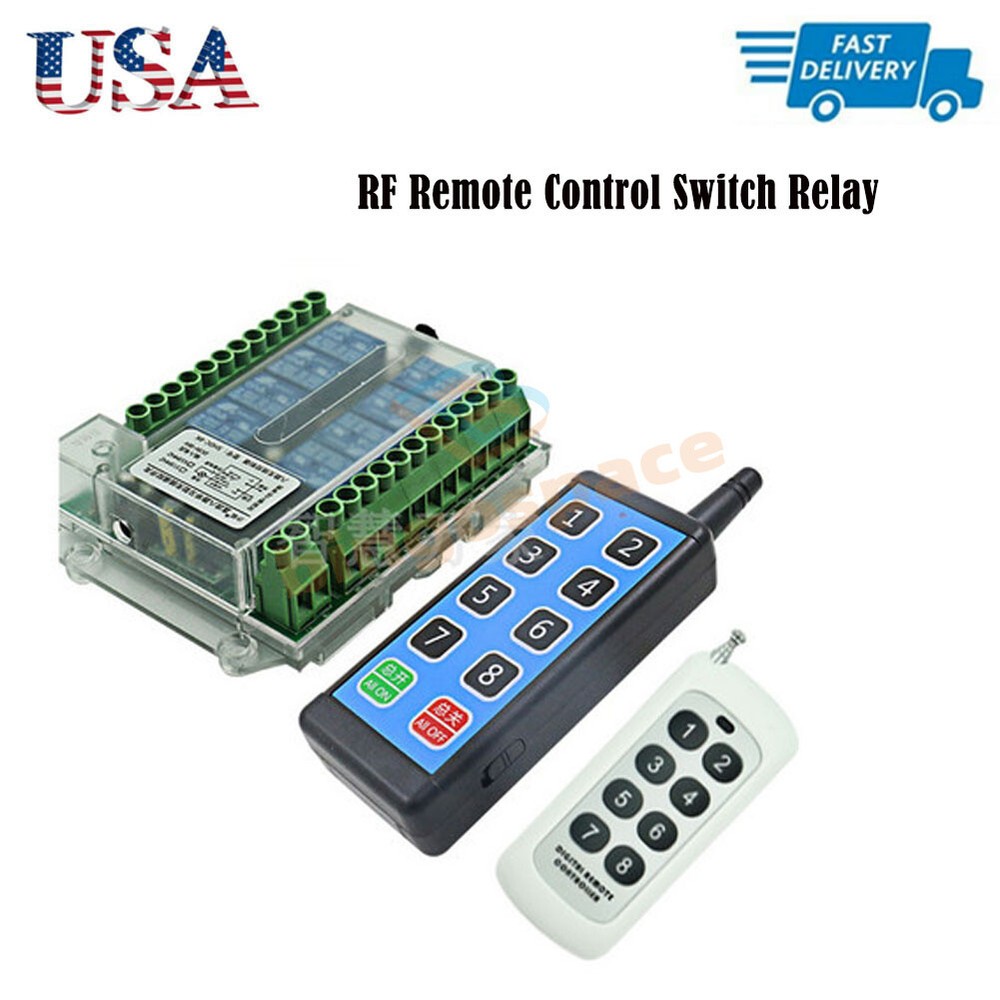 8Channel Wireless RF Remote Control Switch Relay Module DC8-86V / AC110-275V