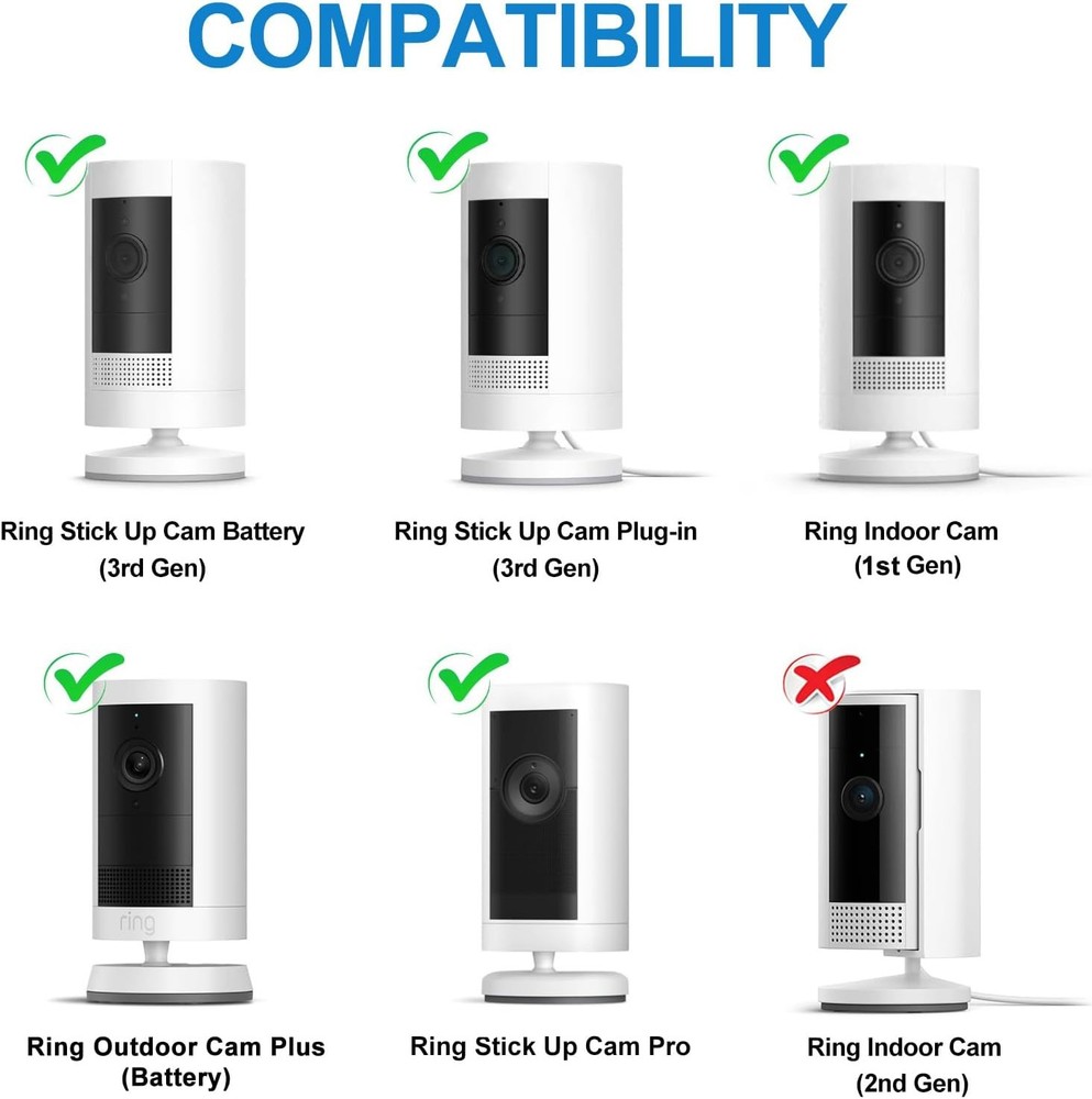 2Pack Ring Camera Wall Mount for Ring Stick up Cam & Ring Outdoor Cam Plus, 360