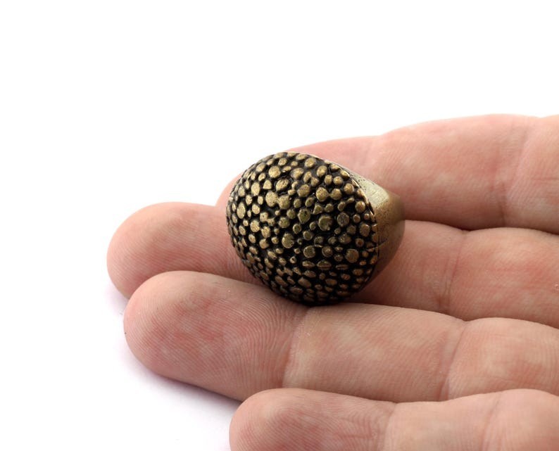 Ethnic Dome Ring Bubble Adjustable Ring Raw Brass,Antique Silver-Bronze 3013