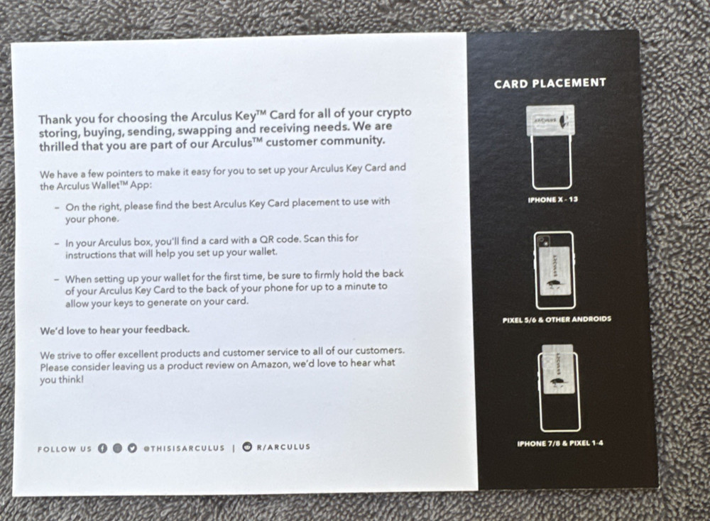 Arculus Cold Storage Wallet Retails for $99