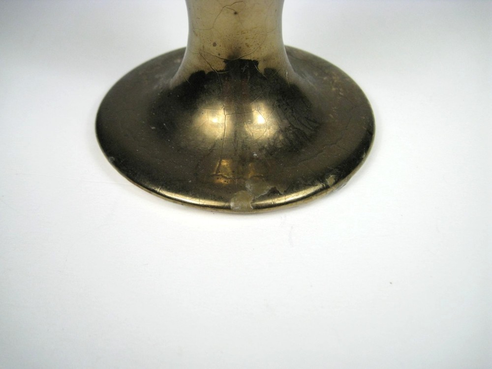 Handcrafted Ceramic Vase Scroll Design Hebrew Letter Brass Base