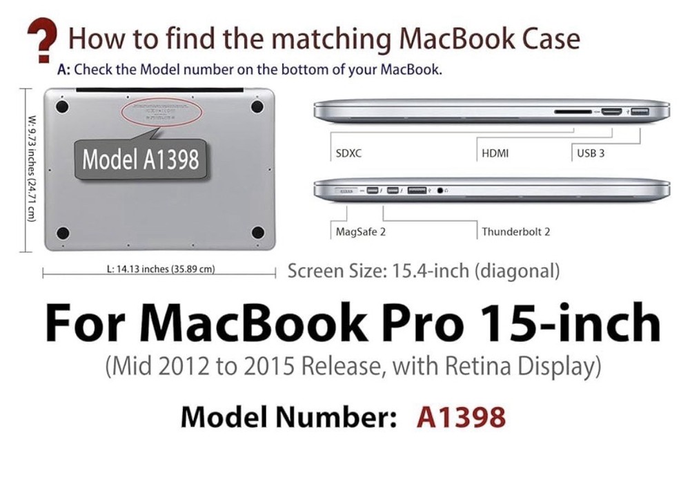 UESWILL Smooth Matte Hard Case Cover Compatible with (Mid 2012-Mid 2015) Macbook