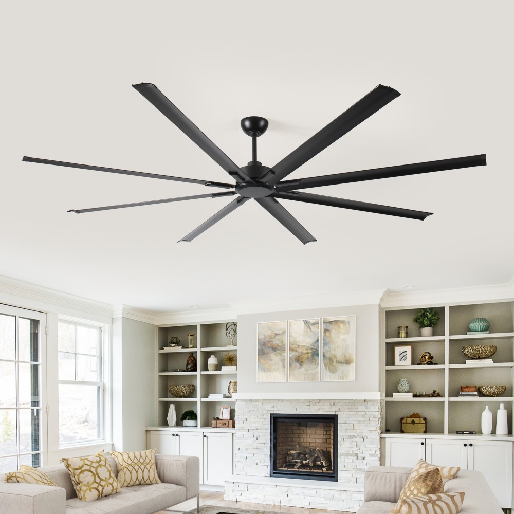 96" Industrial Ceiling Fan w/ Remote, 8 Blades, 5-Speed, for Home/Shop