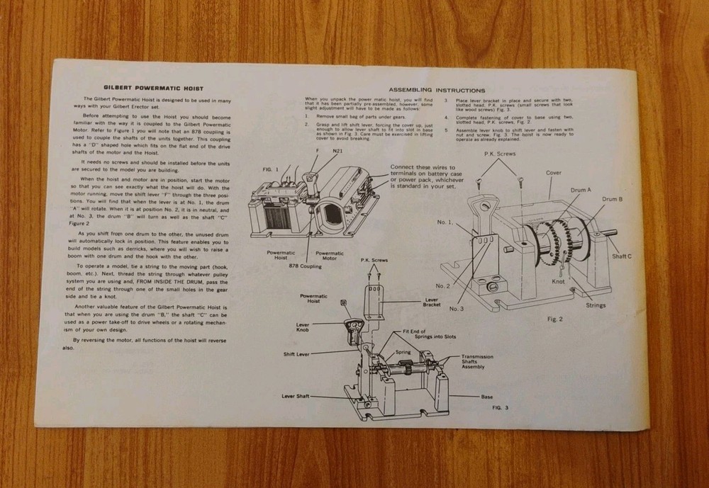 Gilbert Gabriel Erector Set 1969 M-8113 Model Building Guide Manual