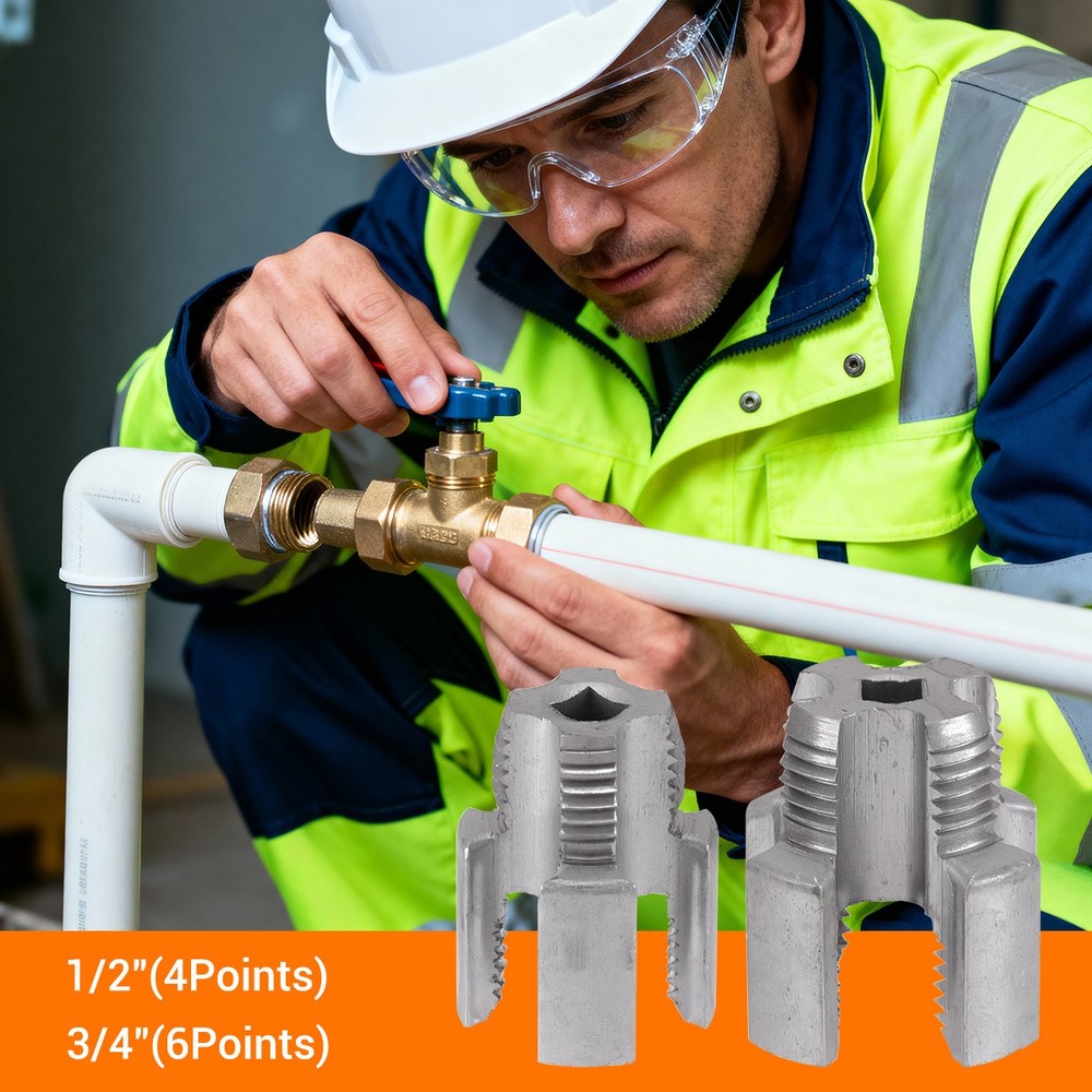 Integrated Internal & External Pipe Threading Tool For 1/2'' + 3/4'' Water Pipe