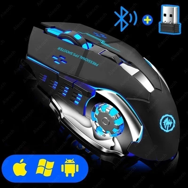 Bluetooth Rechargeable Wireless Gaming Mouse RGB Backlit USB PC Gamer Mouse