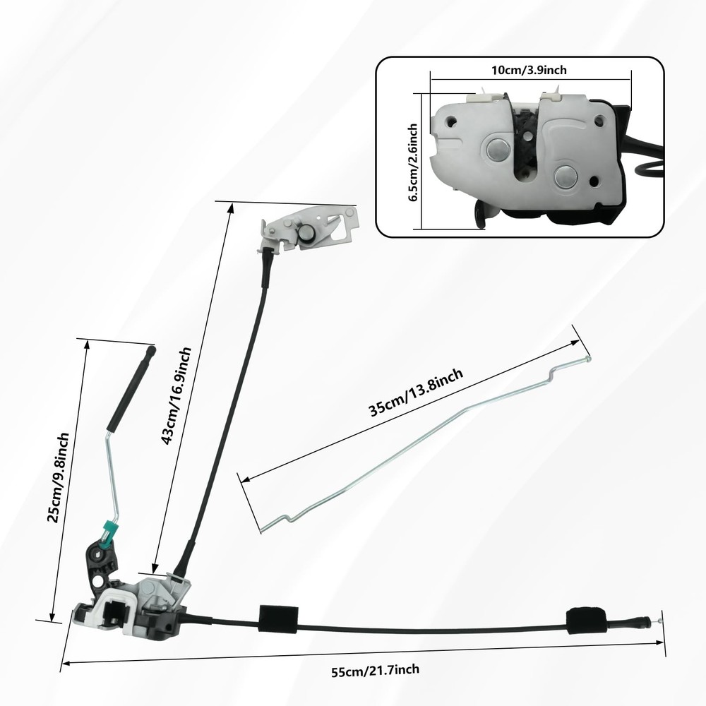 Blycorul Side Door Latch Assembly with Cable & Rod, Right