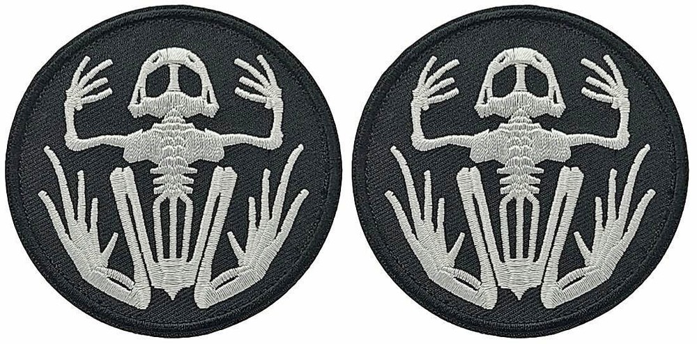 US Navy Seals Frog Skeleton Embroidered Patch -2PC  Hook Backing  3"x3"