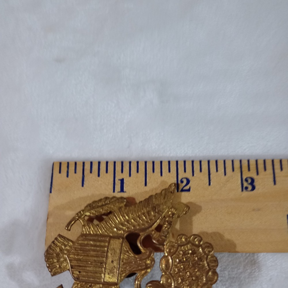 WWII U.S. Army Officer Hat Cap Insignia Solid Brass Screw Back Eagle - Original