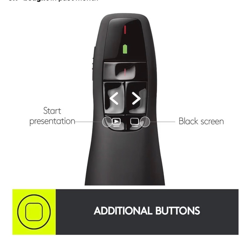 Wireless Presenter R400, USB-A Powerpoint Clicker with Laser Pointer, Wireless P