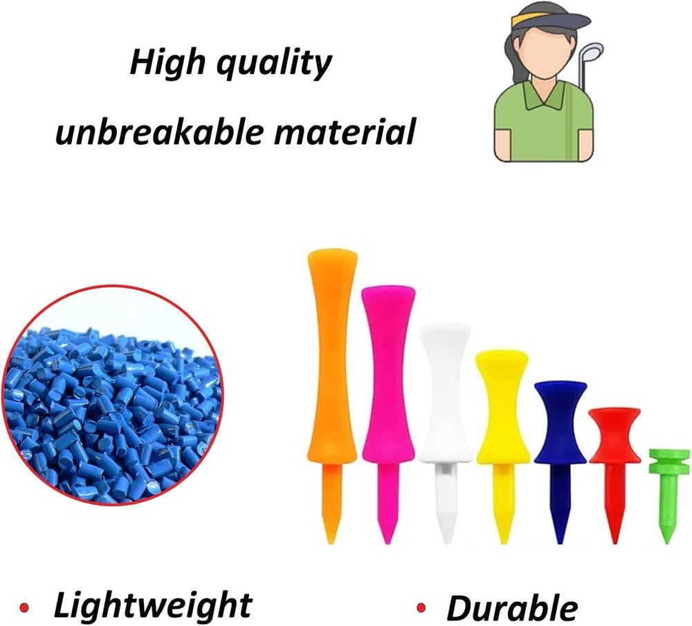 70 Pcs Golf Tees, Step Down Plastic Tees Value Multiple Colors Mixed
