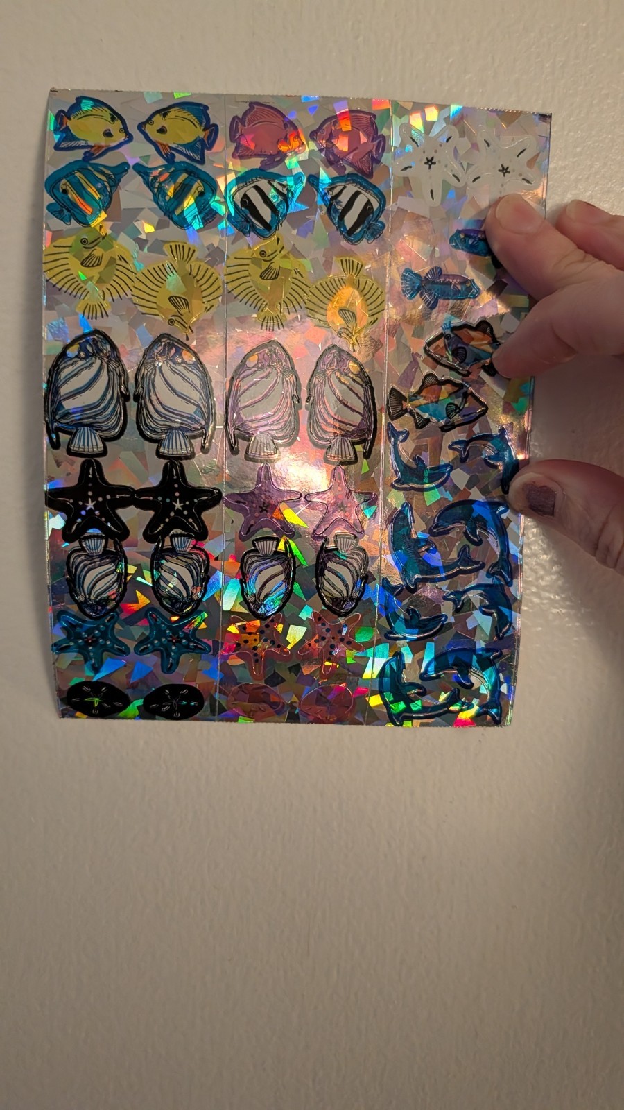 Vintage Stickers Early Sandylion ?? Prism Dolphins Fish Starfish Large Sheet