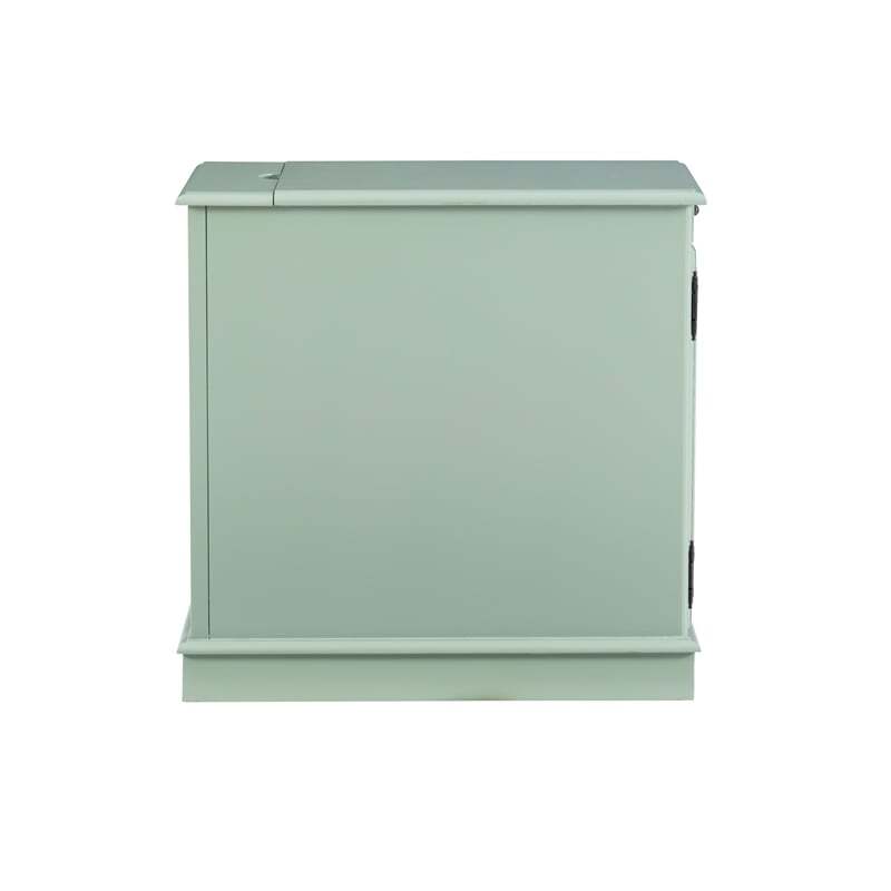 Linon Butler Wood Multi Function Storage Accent Table USB Charging in Aqua Blue