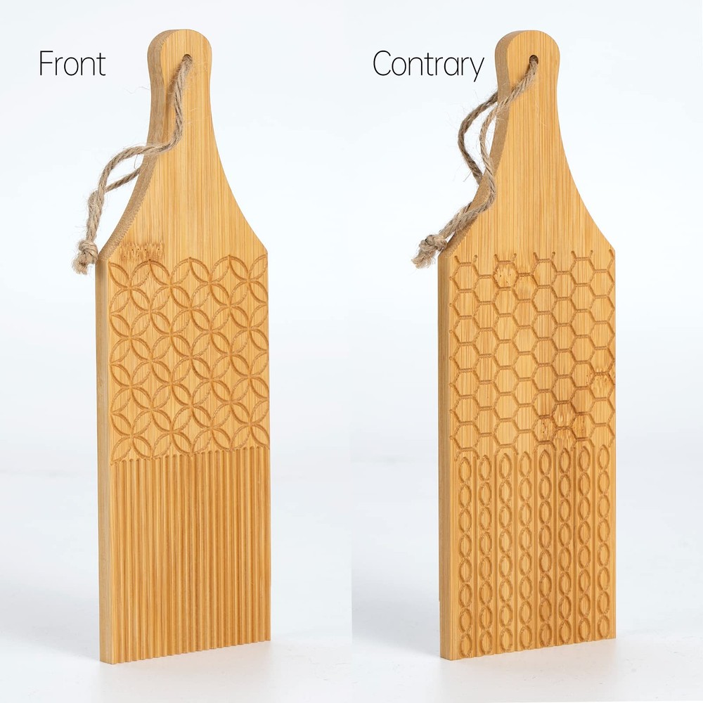 Garganelli Board & Gnocchi Stripper - Bamboo Pasta Maker Kitchen Tool