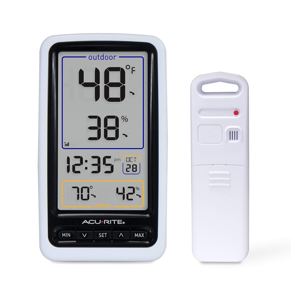 AcuRite 01136M Wireless Thermometer Single, With Humidity & Clock