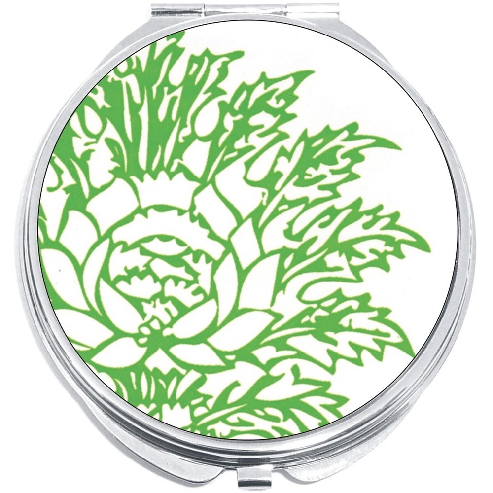 Green Leaf Pattern Compact with Mirrors - Perfect for your Pocket or Purse