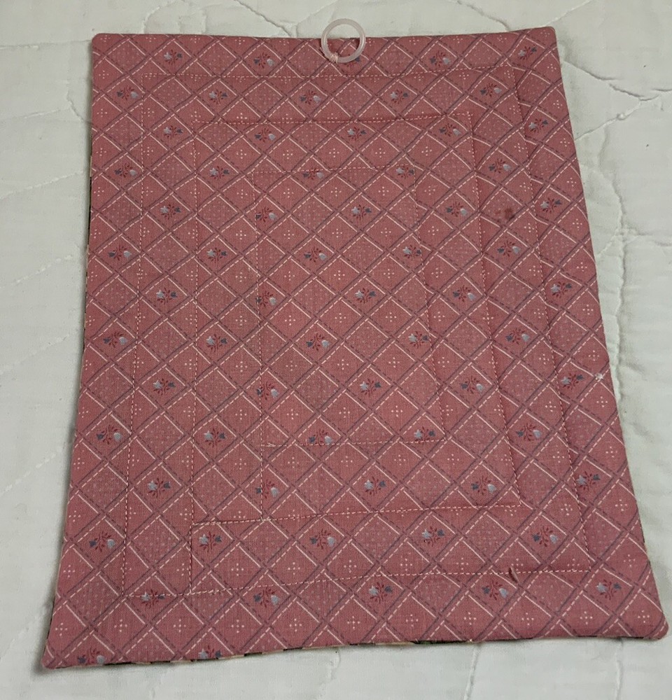 Small Patchwork Quilt Wall Hanging, Country, Rectangles, Bear In Center
