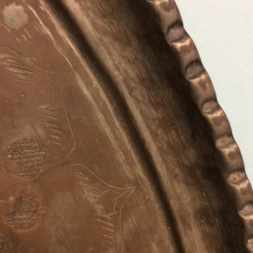 Moroccan Silvered Copper Hanging Tray 28 1/2” Diameter