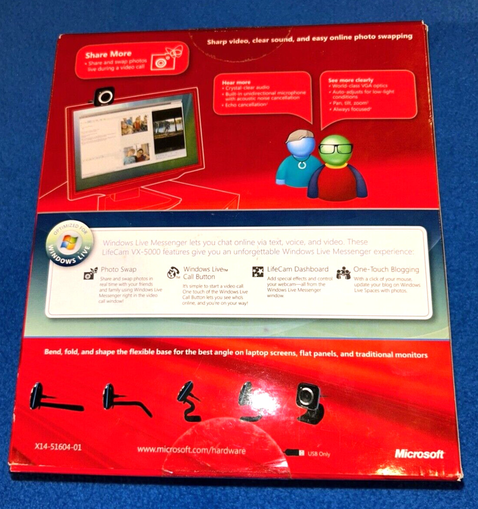 Microsoft LifeCam VX-5000 World Class VGA Optics Web Cam PC-USB