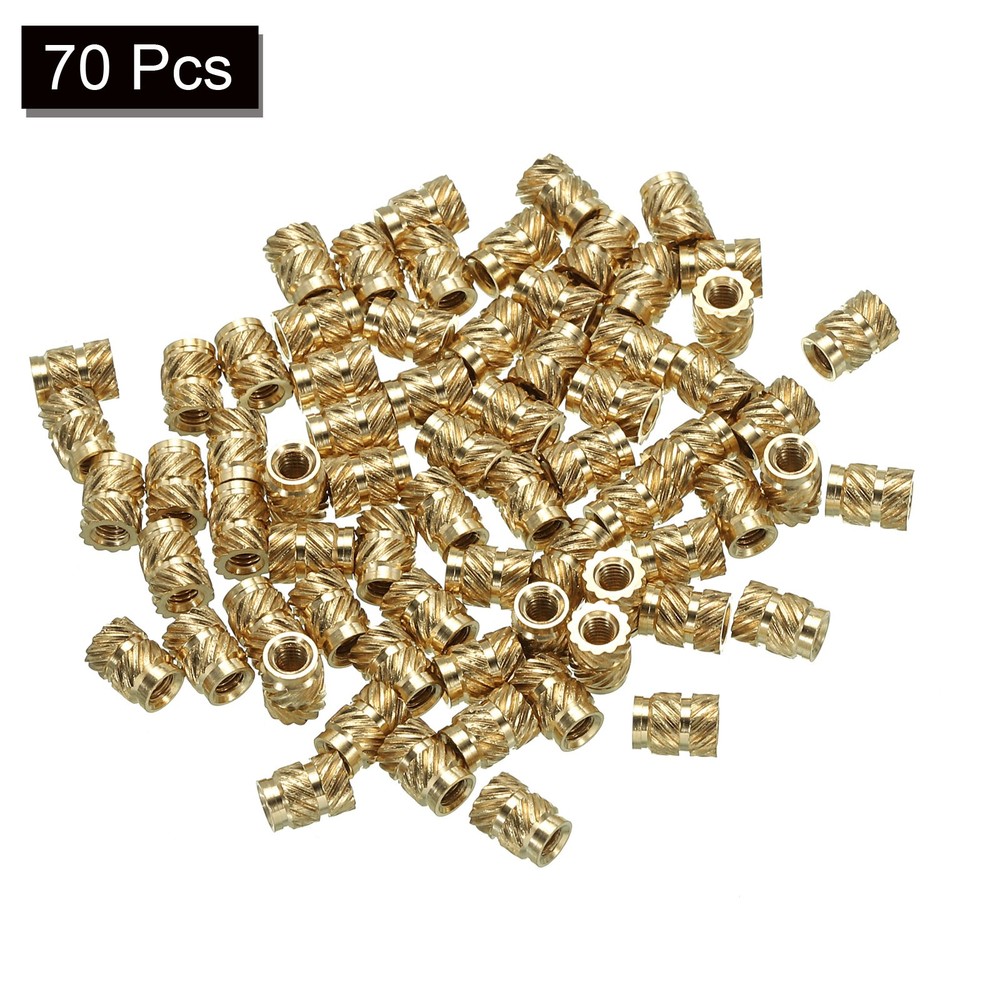 70pcs M2.5 Threaded Inserts Metric Knurled Nuts Brass Heat-Set Inserts