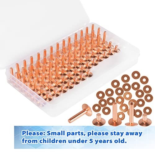 154Pcs Copper Rivets for Leather Work - #9 Smooth Rivets & Burrs for Crafts, Bag
