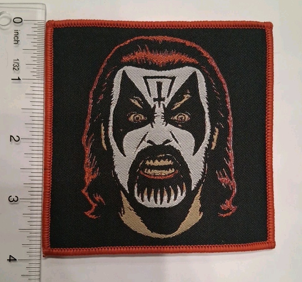 King Diamond Head Red Border Woven Patch