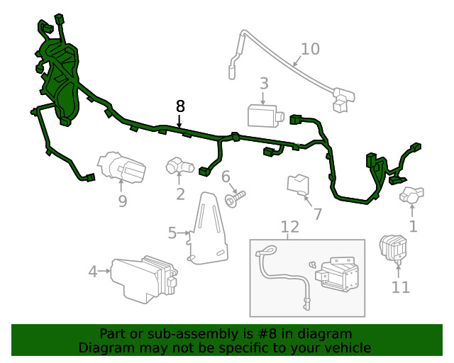 Genuine GM Front Object Alarm Sensor Wiring Harness 84593801
