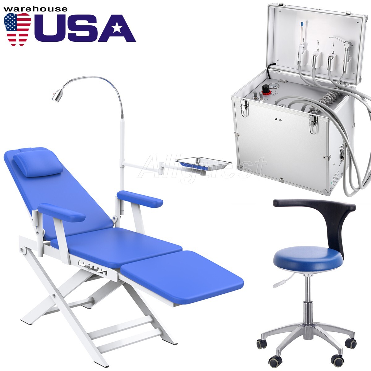 Unidad de entrega dental portatil con compresor de aire succión/silla/taburete