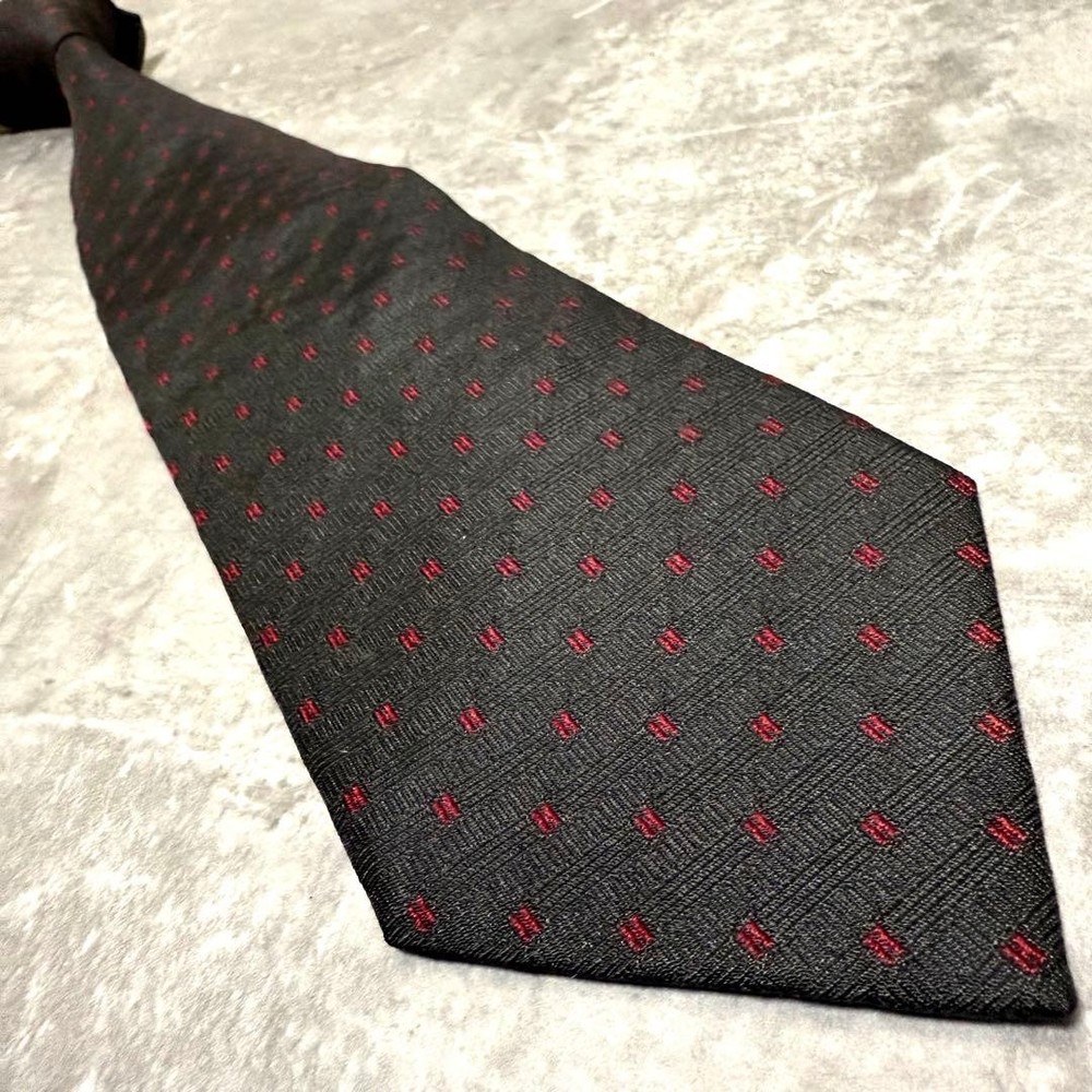 HERMES Tie Black Fasone H Pattern