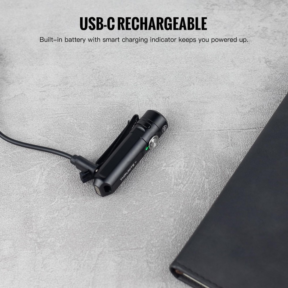ThruNite Ti Keychain Flashlight, Customized Edition with 704 Black Cool White