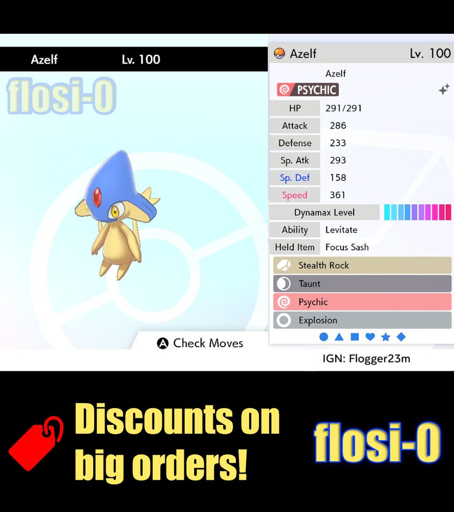 Pokemon Sword and Shield 6IV Shiny Azelf