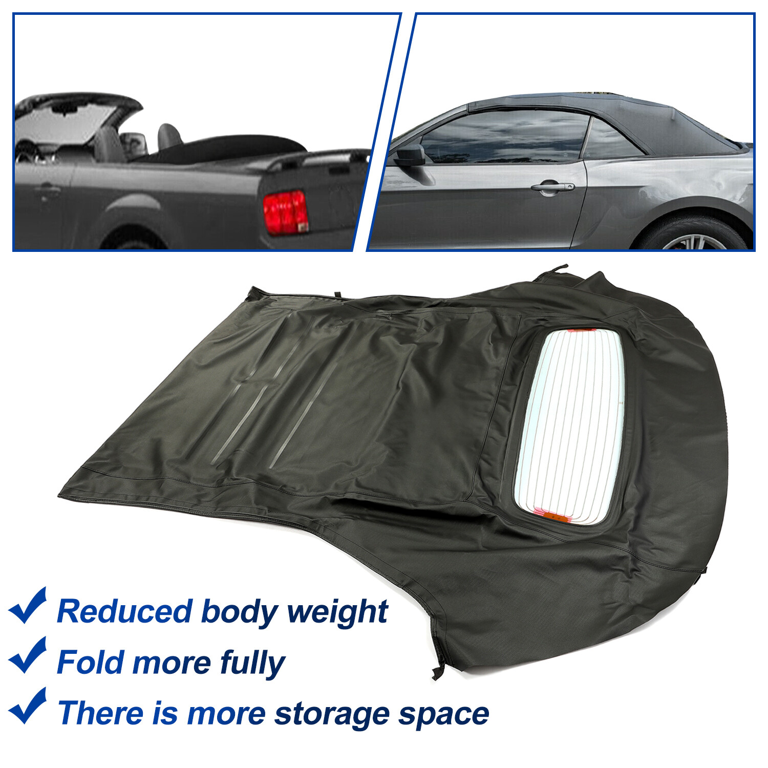 For 2005-2014 Ford Mustang Soft Convertible Top & Heated Glass Window Sailcloth