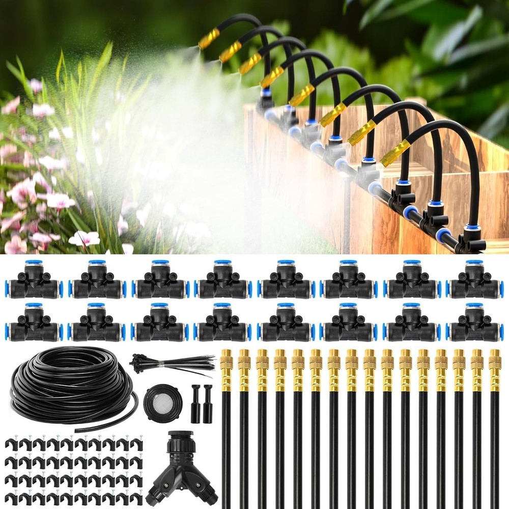 2026 Upgraded 100Ft Garden Irrigation Kit with 16 Adjustable Copper Nozzles