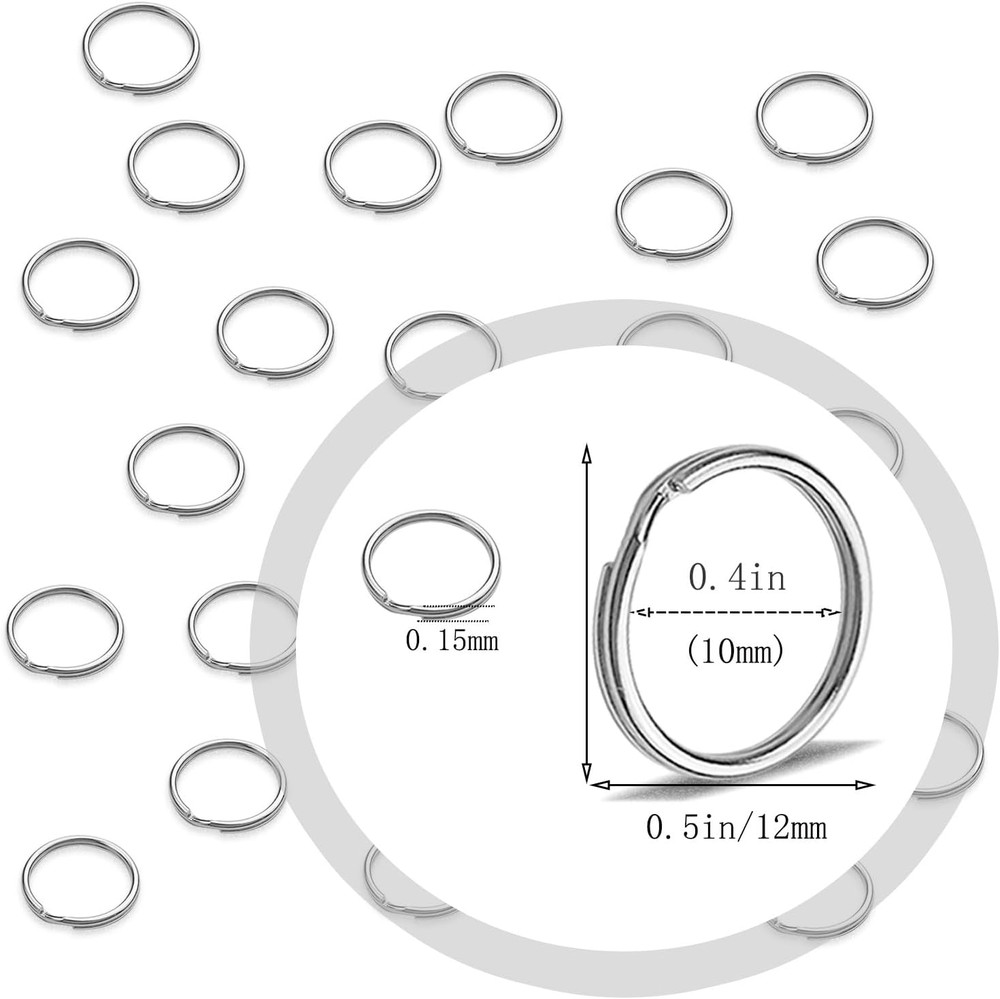 100 Pcs Split Ring, Small Key Rings Bulk Split Keychain Rings DIY Craft Metal...
