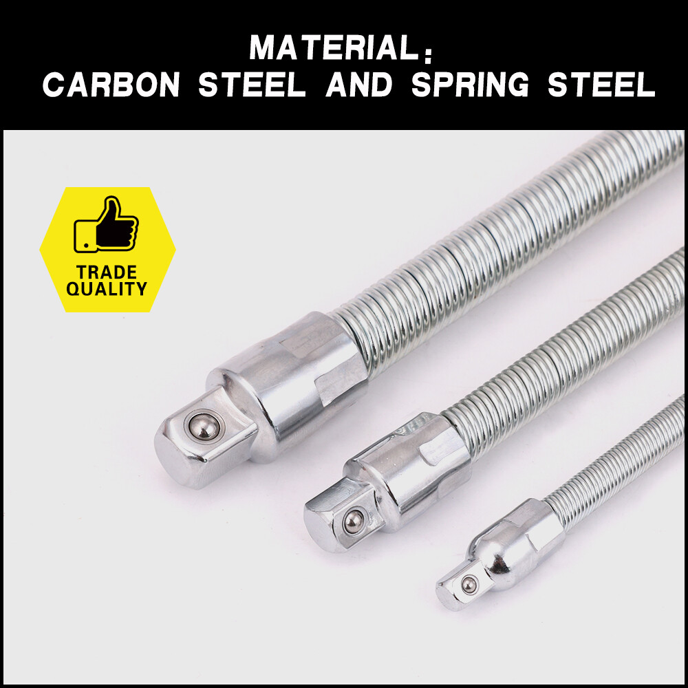 Flexible Socket Extension Bar Shaft Set 1/2" 1/4" 3/8" Ratchet Flex 10" 8" 6"