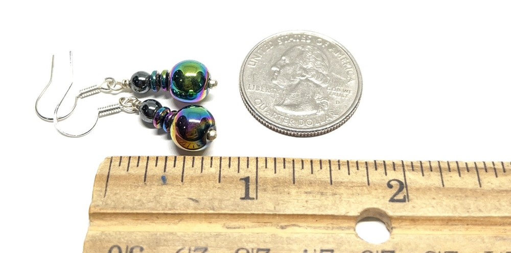 Hematite & Rainbow Hematite Genuine Stone Handmade Earrings