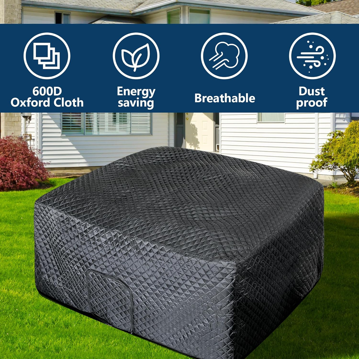 72''X27'' Square Insulated Inflatable Hot Tub Thermal Cover, Energy Efficient Ho