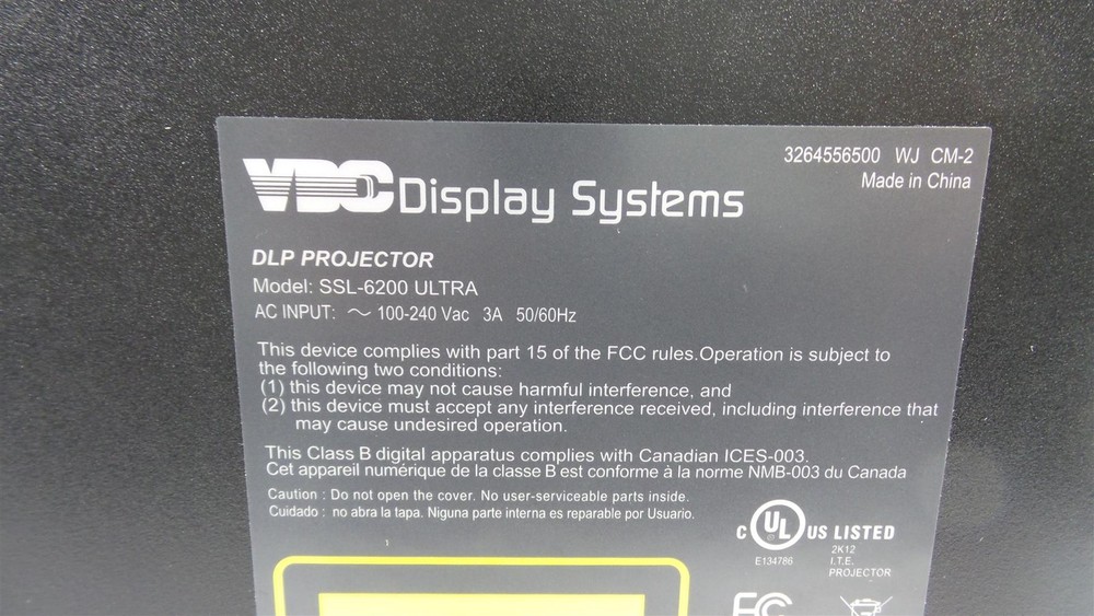 VDC Display Systems SSL-6200U Ruggedized Projector - LED Timer : 150 Hours