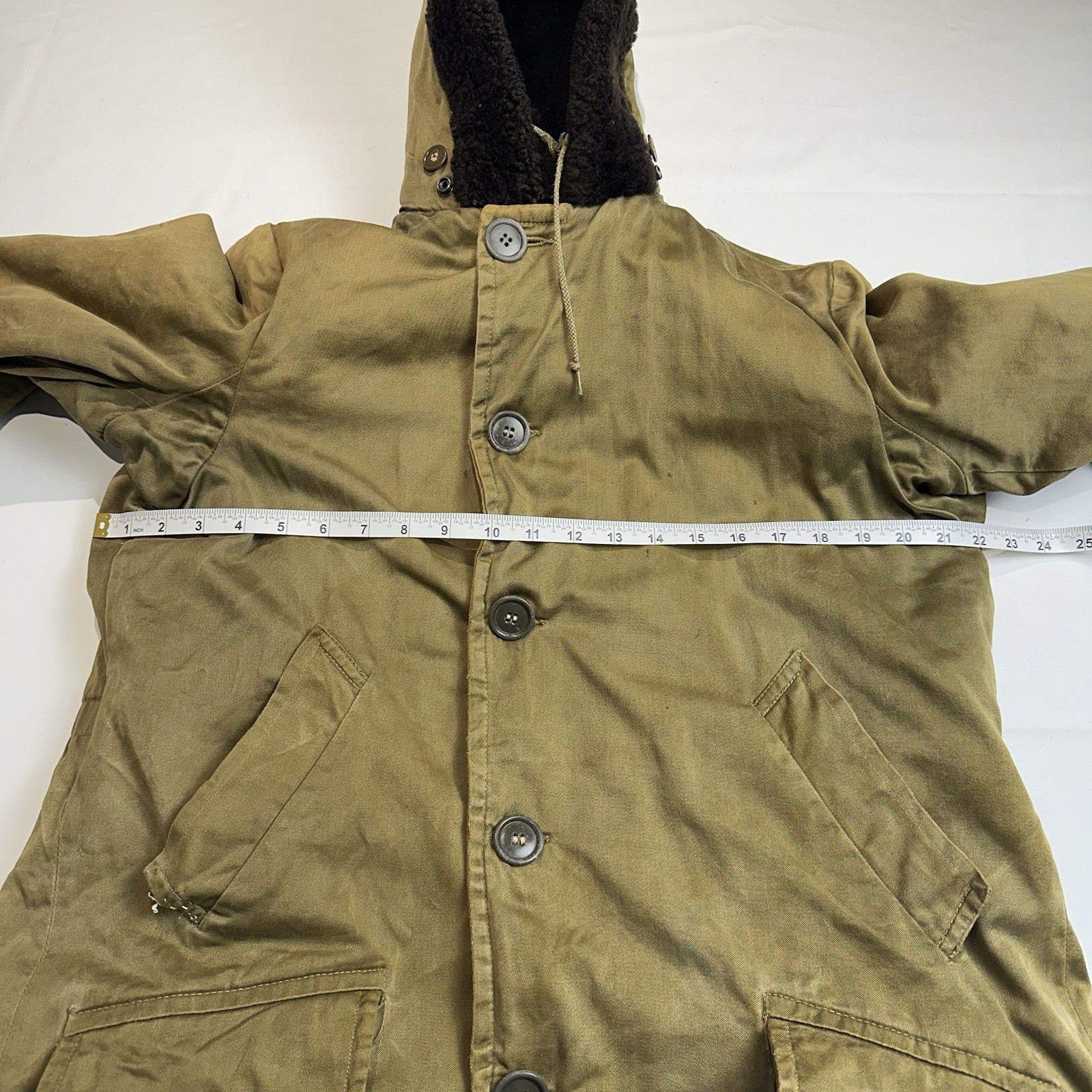 VTG WWII US Military B-9 Parka Cold Weather Jacket L Altered Distressed
