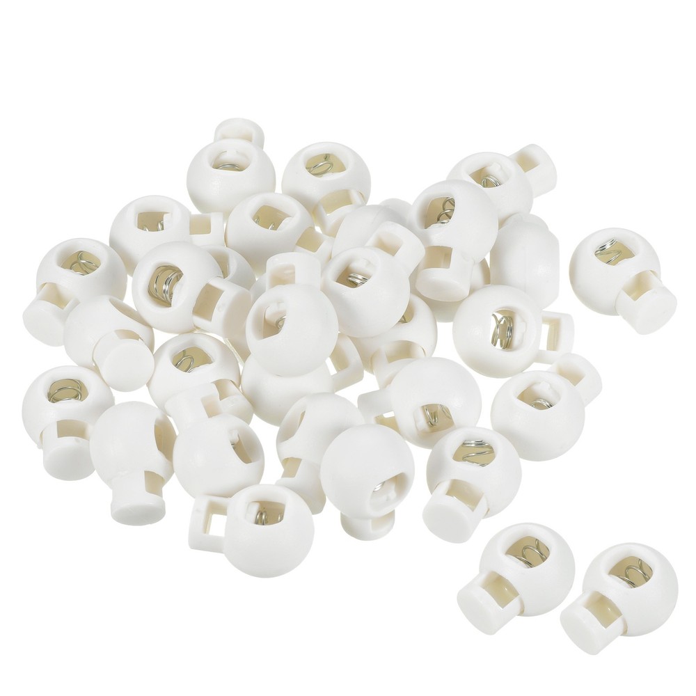 30 Pack Cord Locks Ball Spring Toggle Stopper White