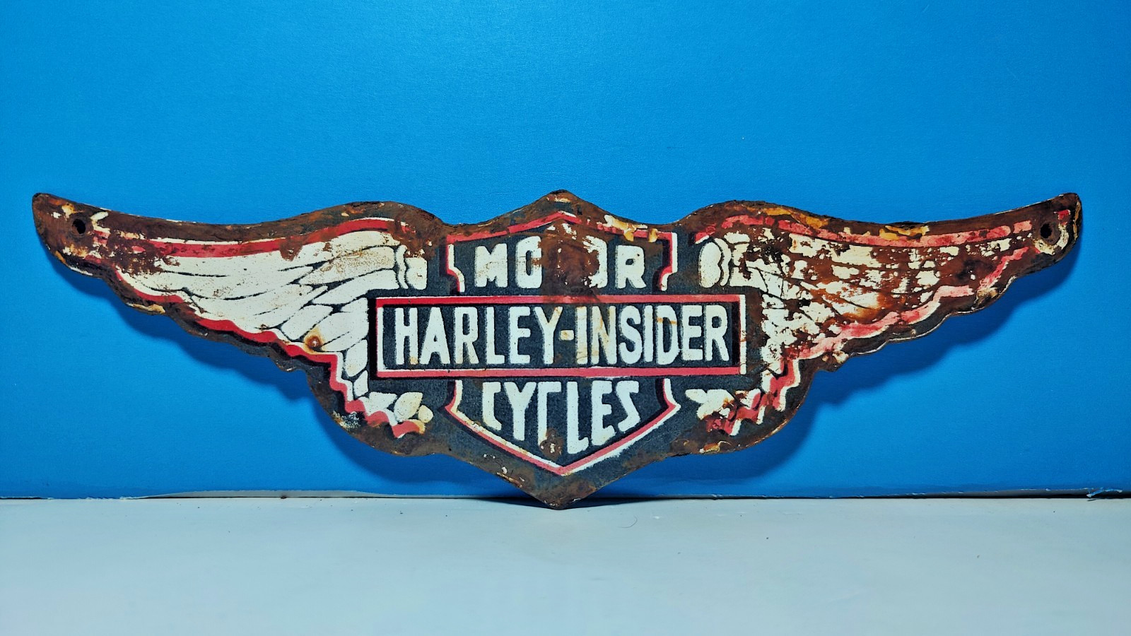 Vintage Harley Davidson Motor cycle Porcelain Enamel Bar Sign 10" x 3" Inches