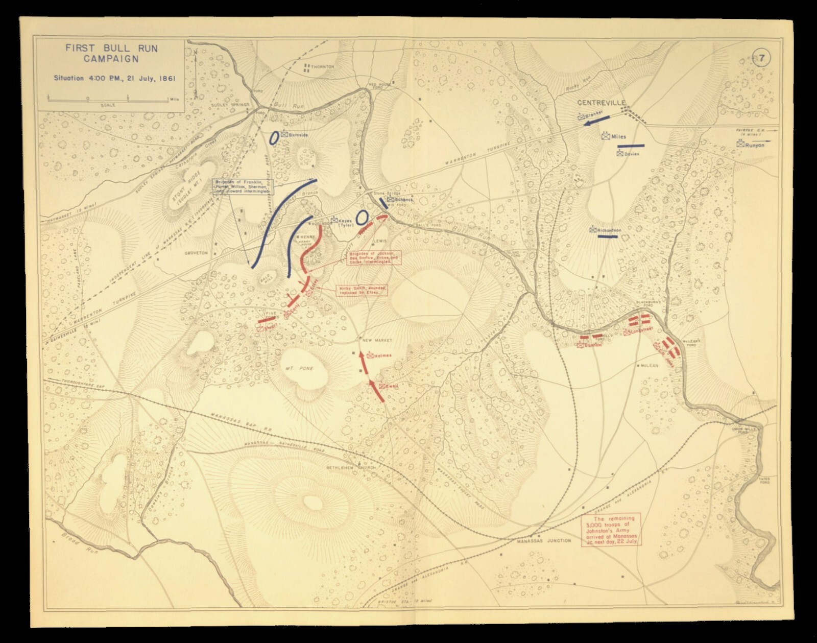 First Battle of Bull Run Map Manassas Virginia July 21st 1861