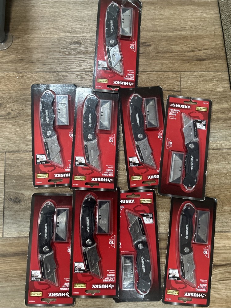 Husky Folding Utility Knife Lock Back Textured Grip #9 Total