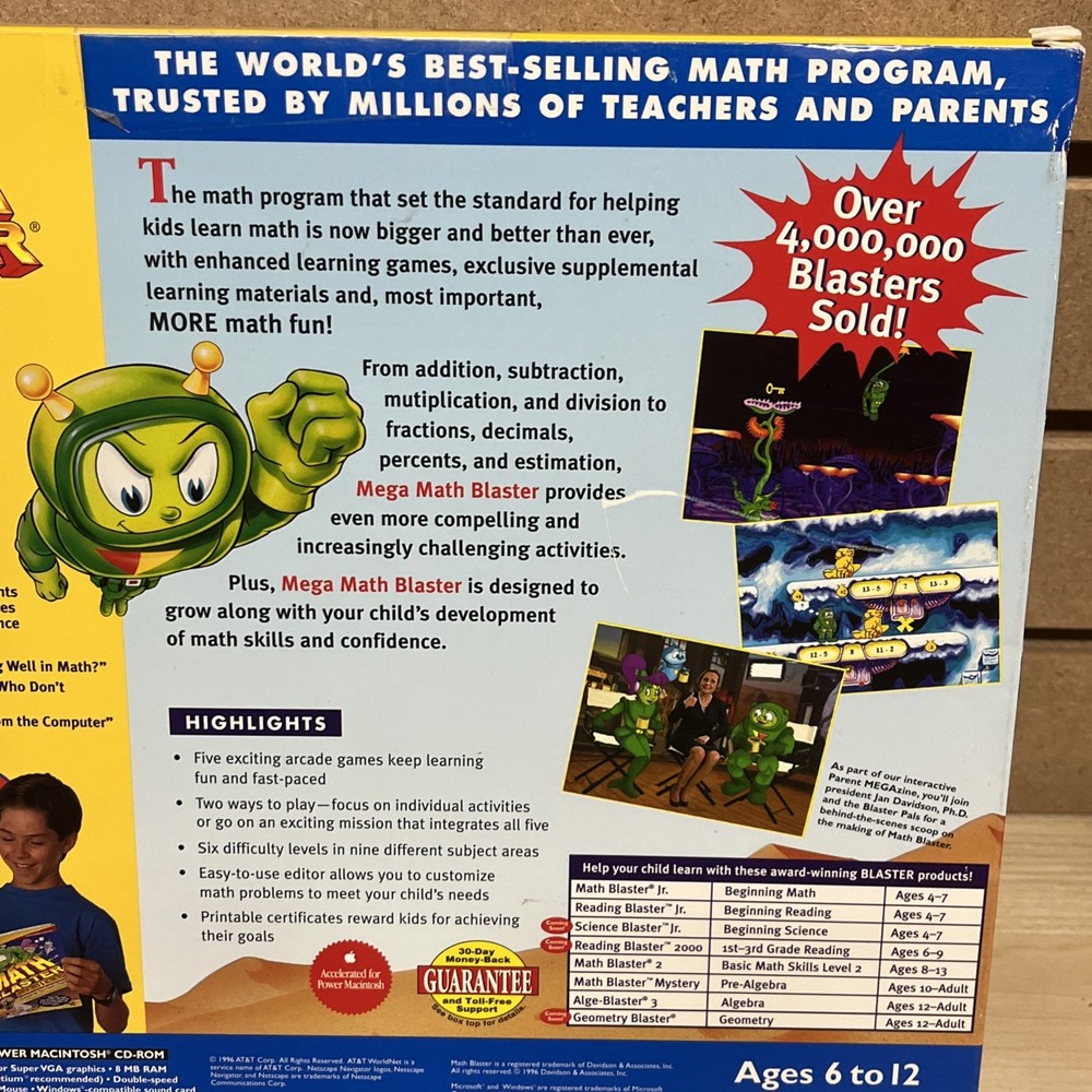 Mega Math Blaster 2-CD Set + Activity Book Windows 95 / Mac 1996