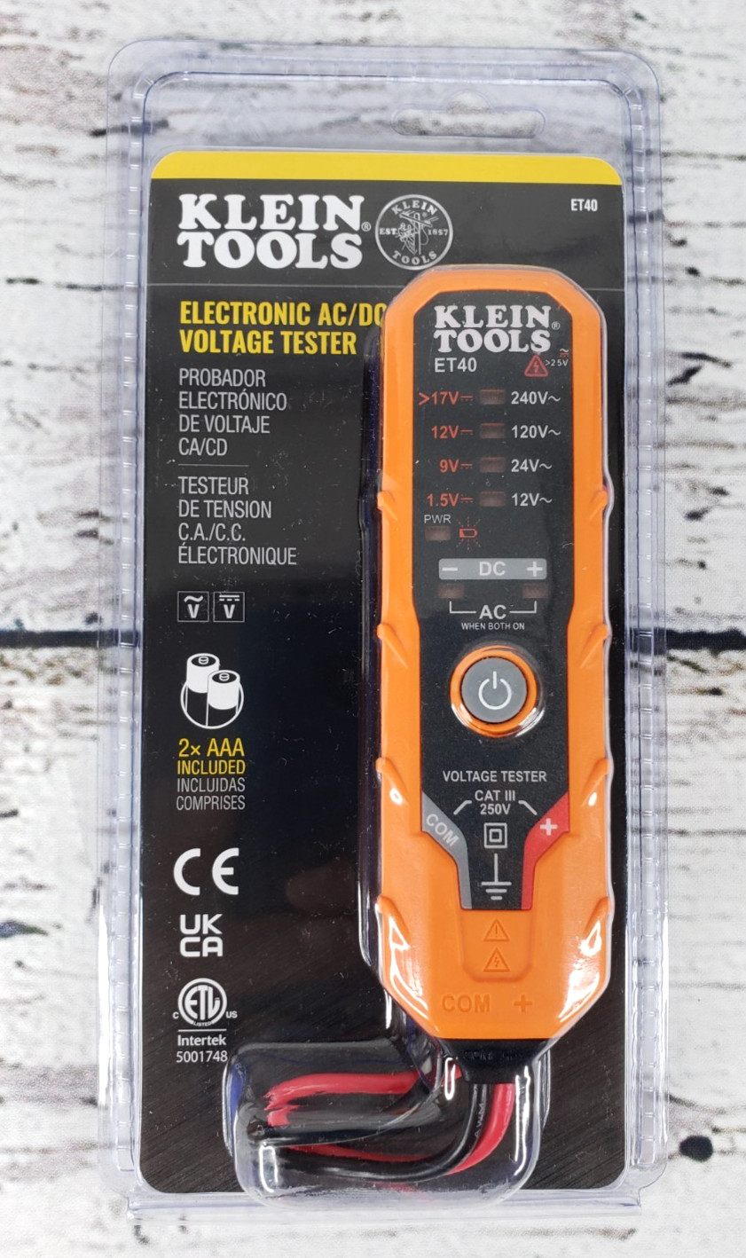 Klein Tools ET40 Electric Voltage Tester AC DC Voltage Meter with LED Indicator